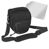PEDEA DSLR-cameratas "Fashion" met displaybeschermfolie voor Nikon D500 D750 D3500 D5200 D300 Coolpix B500 / Sony Alpha 7 7M2 7M3 7R II DSC-RX10 / Canon EOS 77D 200D 1200D 1300D, maat M zwart