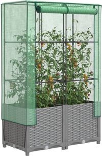 Maison Exclusive - Potager surélevé avec serre intégrée aspect rotin 80x40x138 cm