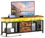 Meuble TV jusqu'à 45 pouces, meuble multimédia avec station de recharge et éclairage LED