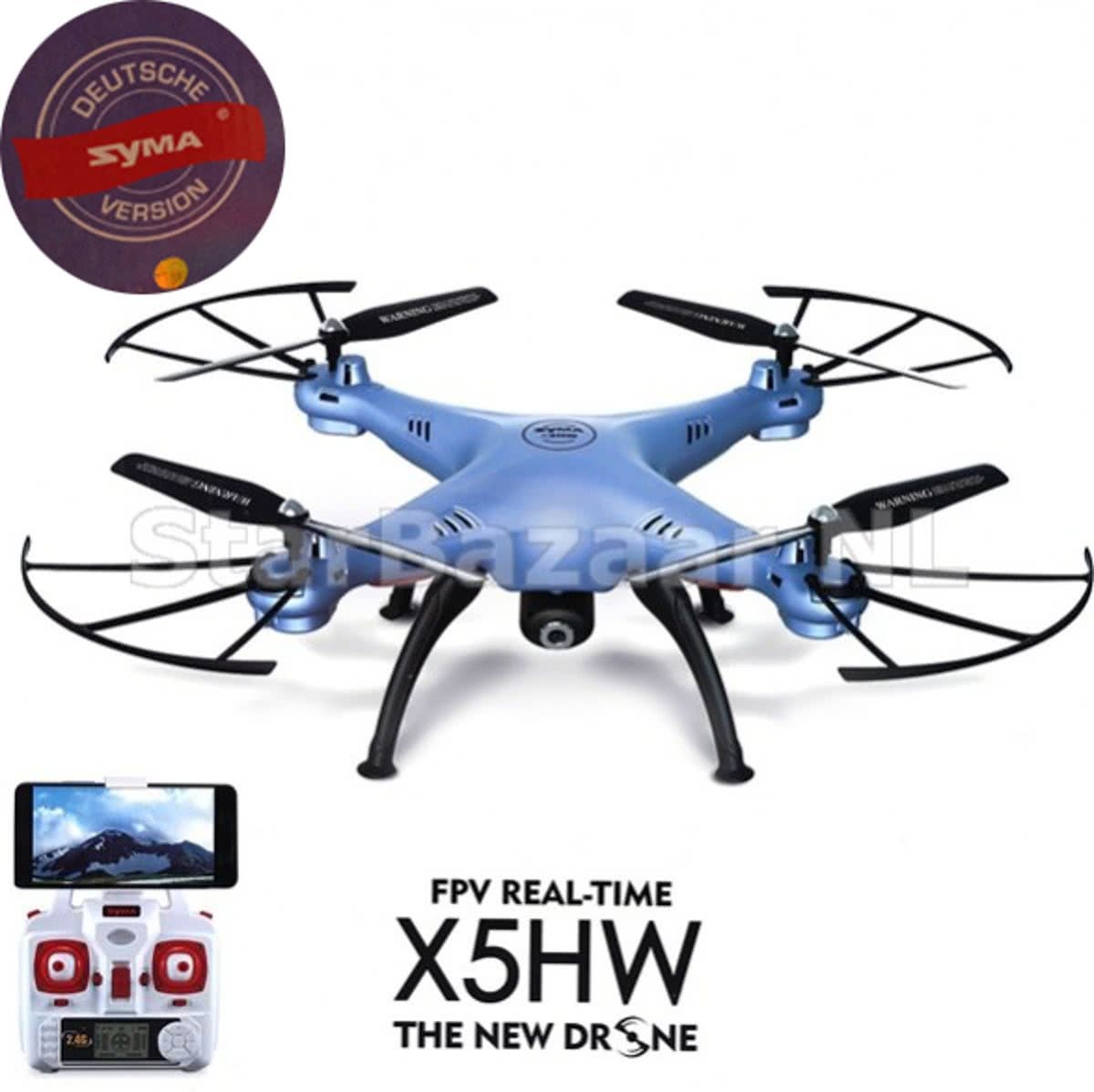 SYMA X5HW RC Quadcopter met WiFi FPV Camera Versie 2 speciaal voor Europa Blauw