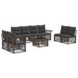vidaXL Tuinbank - Set - 9-delig - Grijs - Polyrotan