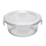 6 stuks, ronde containers met deksel, 400 ml, Ø 13 x 5,5/6,3 cm, transparant glas