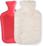 Warmwaterkruik FEROCITY - Warmwaterkruik met zachte pluche hoes - 2 liter - Beige
