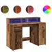 Bureau met LED-verlichting 120x55x91 cm bois traité bois vieilli