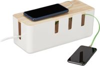 Merkloos Relaxdays Kabelbox stekkerdoos - voor 2 stekkerdozen - kunststof - wit