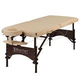 Master Massage Argo mobiele massagestoel, 71 cm, inklapbaar met poten van walnoothout en draagtas, pakket draagbare massagetafel behandeling bed houten poten