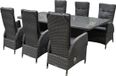 AVH-Collectie Menorca dining tuinset 220x100xH77 cm verstelbaar antraciet