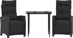 vidaXL Ensemble de jardin 3 pièces avec coussins poly rotin noir
