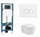 QeramiQ Dely Swirl Toiletset - inbouwreservoir Qeramiq Flush - 35mm zitting - metaal mat witte bedieningsplaat - ronde knoppen - mat wit