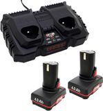 PDSLG 2 x 12V 4Ah batterie + chargeur double, série X12V