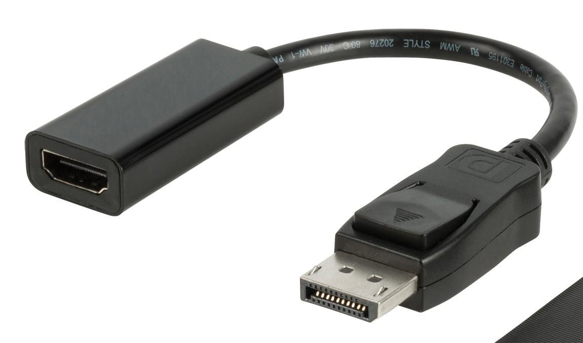 Valueline DisplayPort naar HDMI Adapterkabel - 0.20 m - Zwart