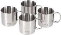 Nils Camp NC1762 - RVS Campingmok - Set van 4 - 300ml - Opvouwbare Oren