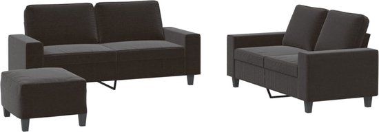 vidaXL Loungeset - 3-delig - Stof - Zwart