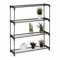 Relaxdays plantenrek, 4 etages, binnen, metaal, 106 x 91 x 28 cm, zwart