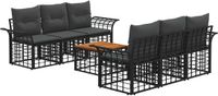 vidaXL Buiten bankenset 7 st Zwart en Donkergrijs poly rattan