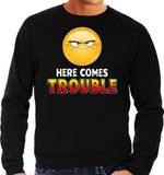 Bellatio Decorations Funny emoticon sweater I am watching you zwart voor heren - Fun / cadeau trui XL