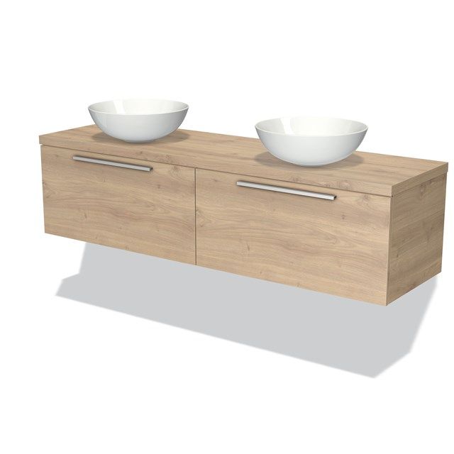 Maxaro Badkamermeubel Modulo Plato 160cm Lichtbruin Eiken 2 Lades