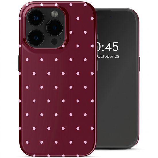 Selencia Hoesje - Geschikt voor Apple iPhone 15 Pro - Backcover geschikt voor MagSafe - Happy Dots Burgundy