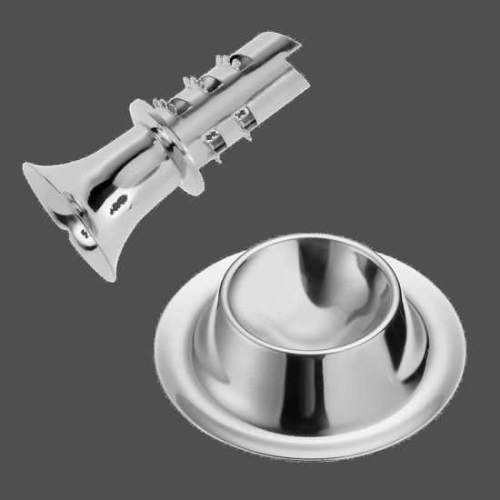 Westmark Set: 1 citroenpourer/mini sapcentrifuge + 1 standaard/houder, roestvrij staal, zilver, 629822E6