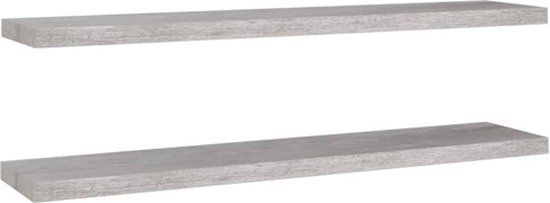 vidaXL Wandschappen zwevend 2 st 120x23,5x3,8 cm MDF betongrijs