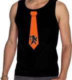 Bellatio Decorations Shoppartners Bv Zwart fan tanktop voor heren - oranje leeuw stropdas - Holland / Nederland supporter - EK/ WK mouwloos t-shirt / outfit XXL