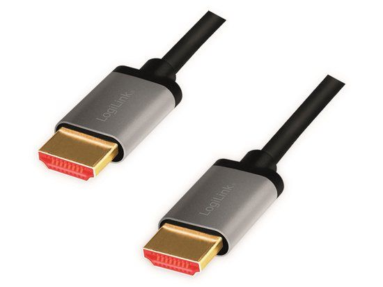 LogiLink HDMI AV Aansluitkabel [1x HDMI-stekker - 1x HDMI-stekker] 2 m Zwart-grijs