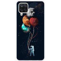 Cosmonaute aux ballons Bedrukt siliconen hoesje compatibel met Samsung Galaxy A12 5G