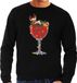 Bellatio Decorations Foute Kersttrui/sweater voor heren - cocktailglas met Rudolf - zwart S