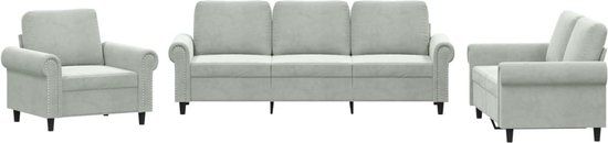 vidaXL 3-delige Loungeset met kussens fluweel lichtgrijs
