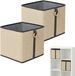 Merkloos / Sans marque Relaxdays Opbergmand, Set van 2, Bamboe & Stof, Rekmand met Handvat, 30x30x30 cm, Naturel-Zwart