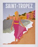 Komar Wandfoto - Vintage Travel Saint-Tropez - Afmetingen: 40 x 50 cm - poster, kunstdruk, decoratie, woonkamer, slaapkamer