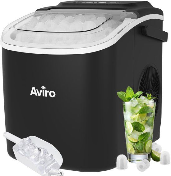 Infinity Goods IJsblokjesmachine - 1,3L - Met IJsschep - Zelfreinigingsfunctie - 12KG / 24U - 9 Blokjes / 6 Min - Zwart