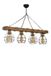 Industriële rustieke Kroonluchter, houten body, vintage afwerking, 85 cm lengte, 70 cm hoogte, verstelbaar, E27 fitting, max. 40 W, perfect voor country huizen