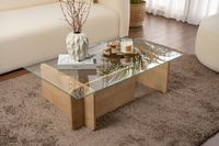 Hanah Home AZRA Salontafel van gehard glas - Naturel en transparant