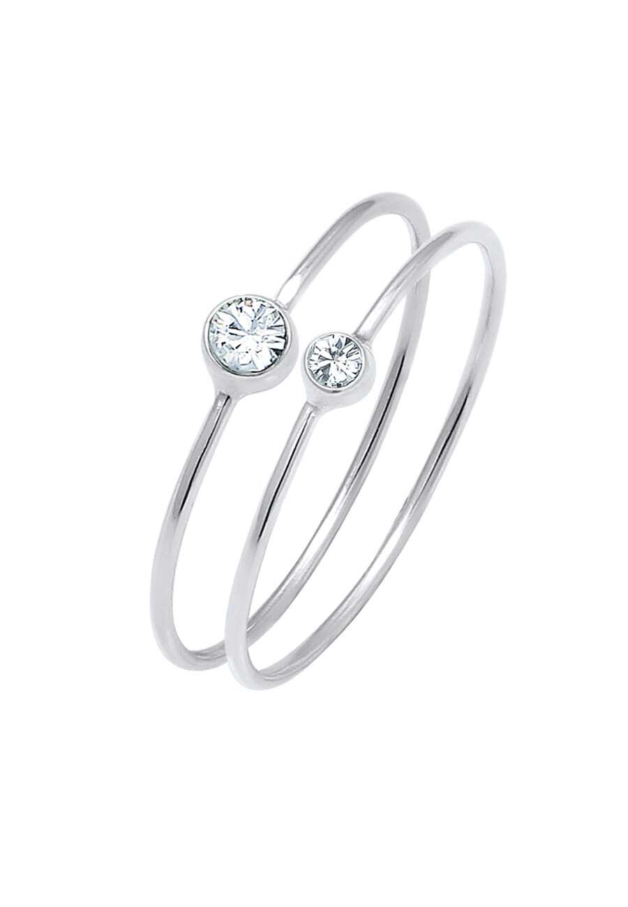 Elli Elli Elli Ring Dames Set Elegant Basis met Kristallen in 925 Sterling Zilver Ringen