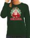 Bellatio Decorations Foute Kersttrui/Sweater voor Dames - Zendeer Buddha - Groen - Rendier - Boeddha L