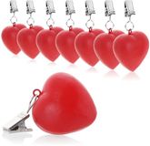 com-four® 8X tafelkleedgewichten - weerbestendige tafelkleedgewichten met clip - tafelkleedclip in hartmotief - ca. 40 g (rood - harten)