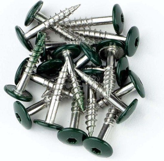 Hoenderdaal Fasteners Skapa Global B.V. Schroeven voor montage Trespa platen - Torx 20 - 4,8x25mm - RVS - Deeldraad - Groen RAL 6009 (100 stuks)