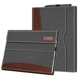 FINTIE Hoesje compatibel met Microsoft Surface Pro 9 (release 2022) 13 inch - Meerdere kijkhoeken met zak en stylushouder, grijs/bruin