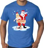 Bellatio Decorations Shoppartners Bv Grote maten foute Kersttrui t-shirt - Best Christmas party ever - blauw - heren - XXXXL