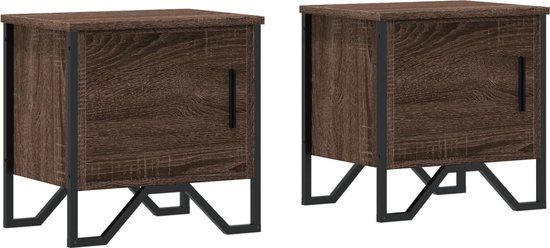 vidaXL Nachtkastjes 2 stuks 40x30x40 cm bewerkt hout bruin eikenkleur