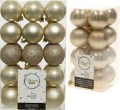Decoris Kerstballen kunststof parel champagne 4-6 cm - 46x stuks - mix mat en glans