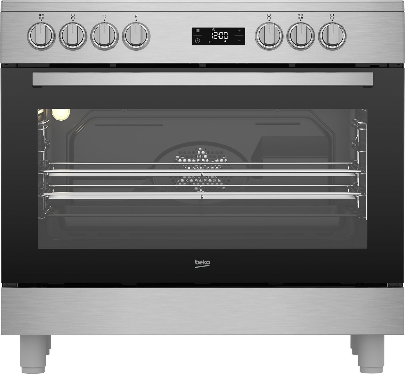 Beko GM17300GXNS - Vrijstaand fornuis - Electrisch - Keramisch - Zwart, Roestvrijstaal - A