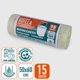 La Briantina Biologisch afbreekbare vuilniszakken SAC05465A, transparant, middelgroot, 50 x 60 cm, inhoud 25 liter, 15 zakken
