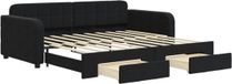 vidaXL Canapé-lit avec lit gigogne et tiroirs velours noir 90x190 cm