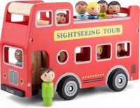 New Classic Toys Wooden Toy Vehicle City Tour Bus - Includes Driver and Eight Passengers