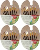 Nassau Fine Art Palette de peinture pour loisirs créatifs avec 8 pinceaux - Peinture acrylique - Bois - Multi - 36 pièces