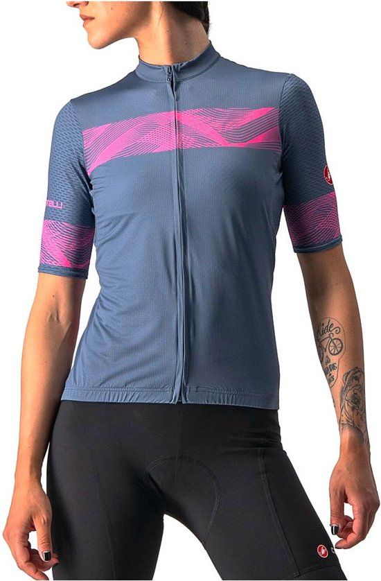 Castelli Fenice Jersey Light - Dames Fietsshirt - Korte Mouwen - Blauw/Roze - Maat M