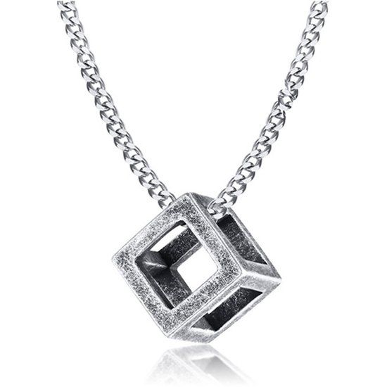 LGT JWLS LGT Jewels Heren Ketting Edelstaal Kubus Vintage