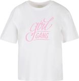 Miss Tee Girl Gang Wording Dames T-shirt - Wit - Maat L